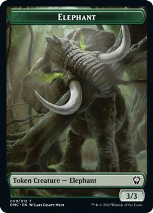 Elephant // Treasure Double-sided Token [Dominaria United Commander Tokens]